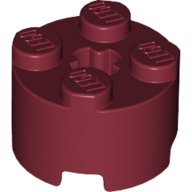 Lego kostka (kostička) válcová (kulatá) 2x2, tmavě červená (4163465, 6052785)
